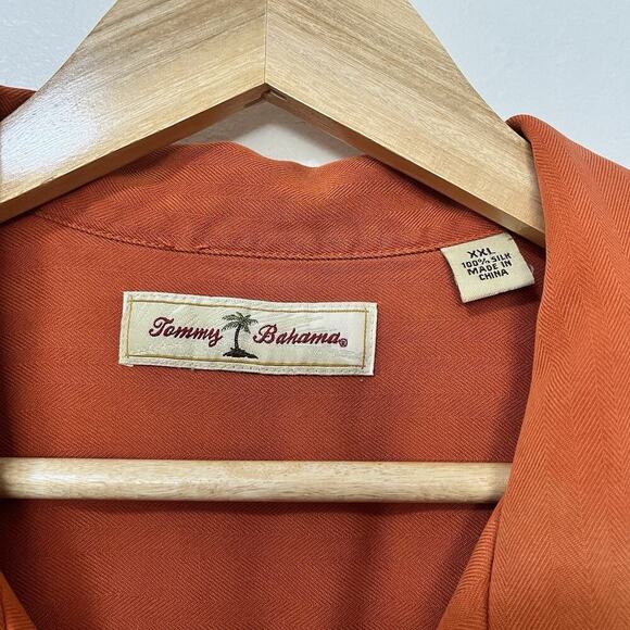 Tommy Bahama Silk Button Shirt Size XXL Orange Vacation Travel Beachy - Picture 7 of 8